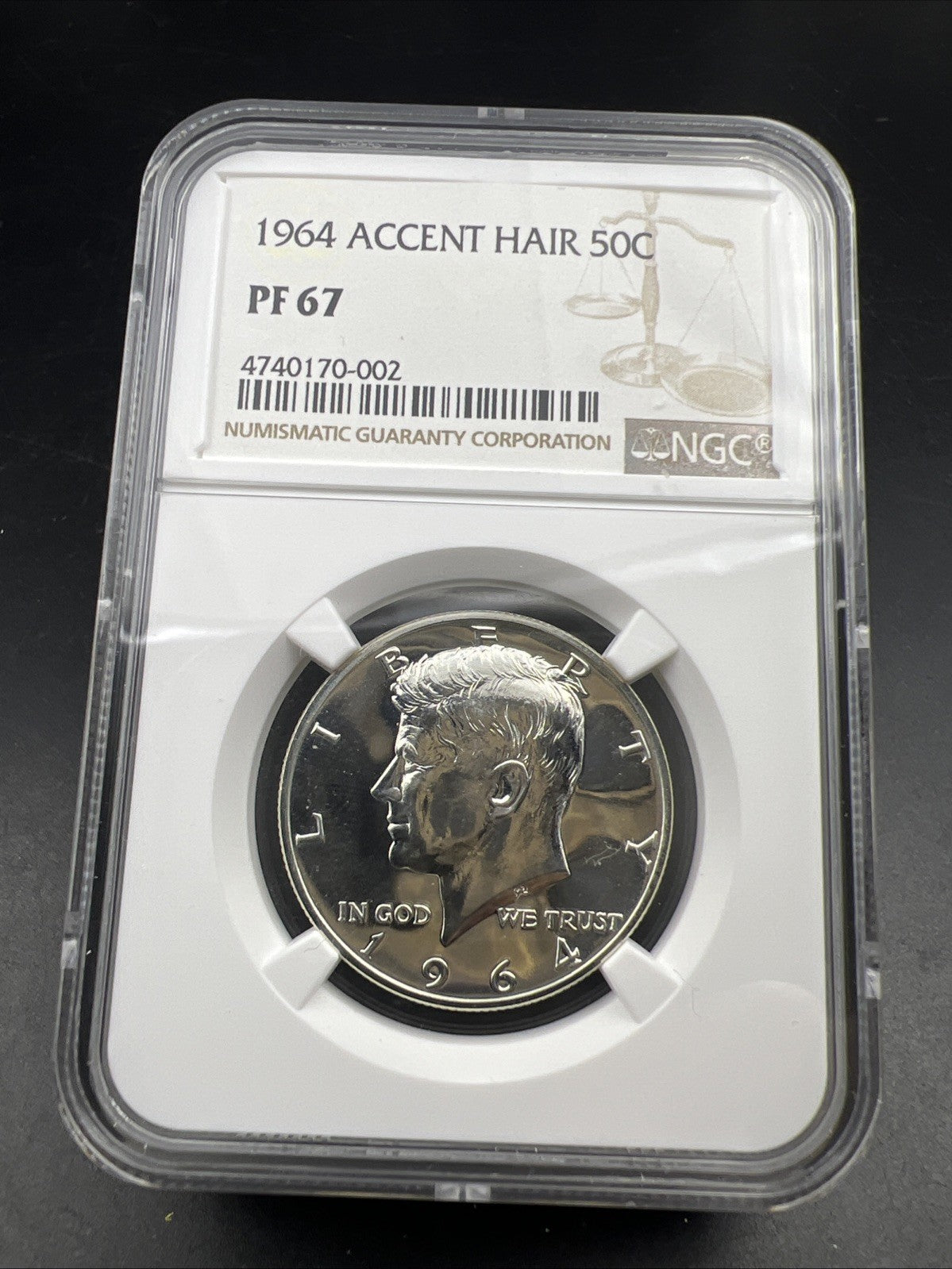 1964 Accented Hair Variety FS-401 Kennedy Silver Half Dollar Coin PF67 NGC #002