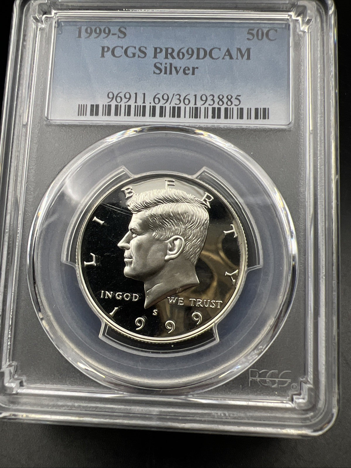 1999 S 50c Kennedy Proof Half Dollar Coin Silver PR69 DCAM PCGS #885