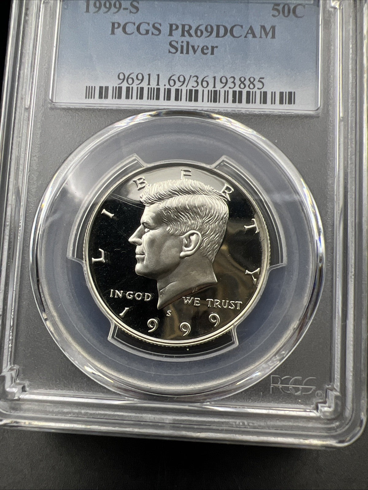 1999 S 50c Kennedy Proof Half Dollar Coin Silver PR69 DCAM PCGS #885