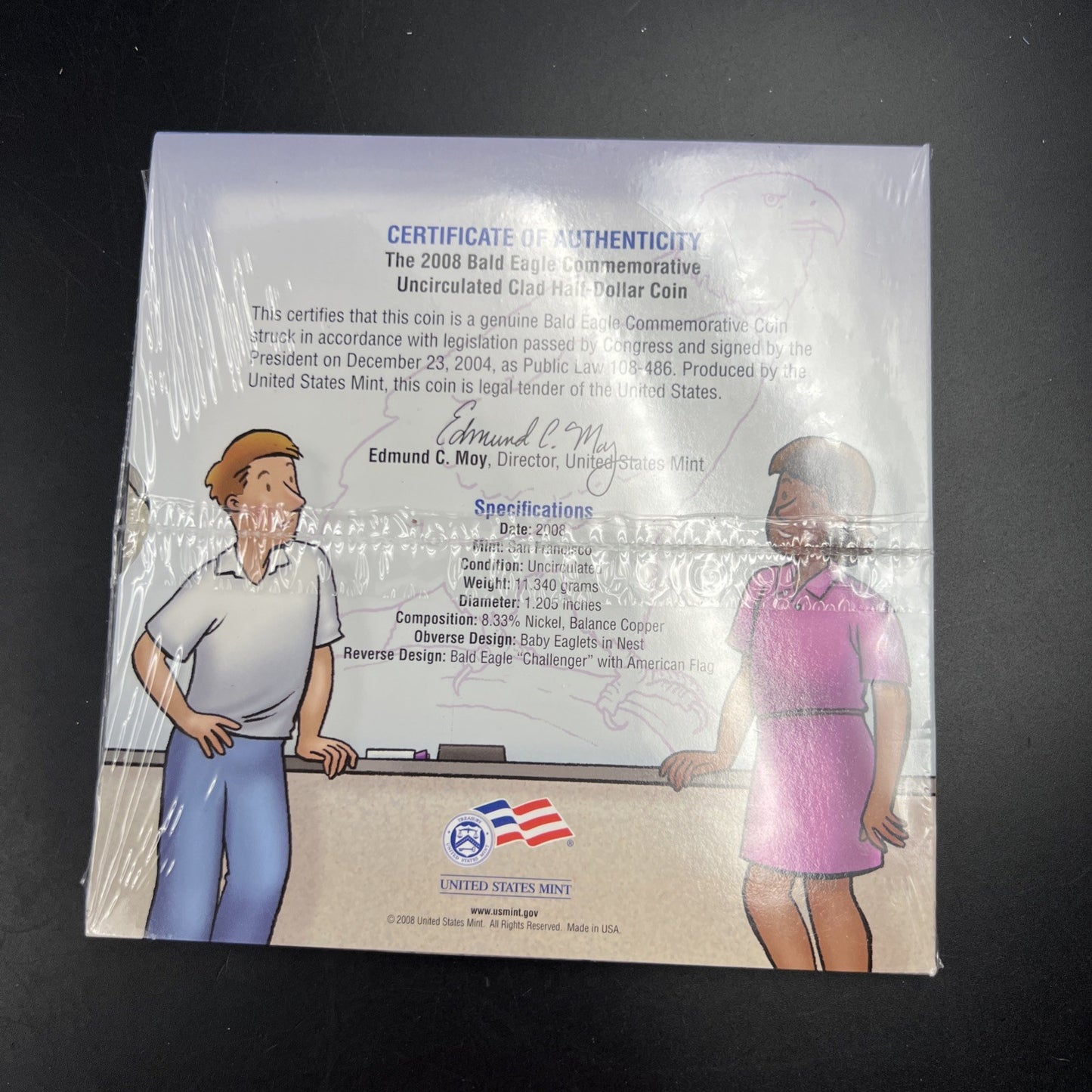 2008 Bald Eagle Copper Nickel 50c Half Dollar Coin in Sealed Young Collector's