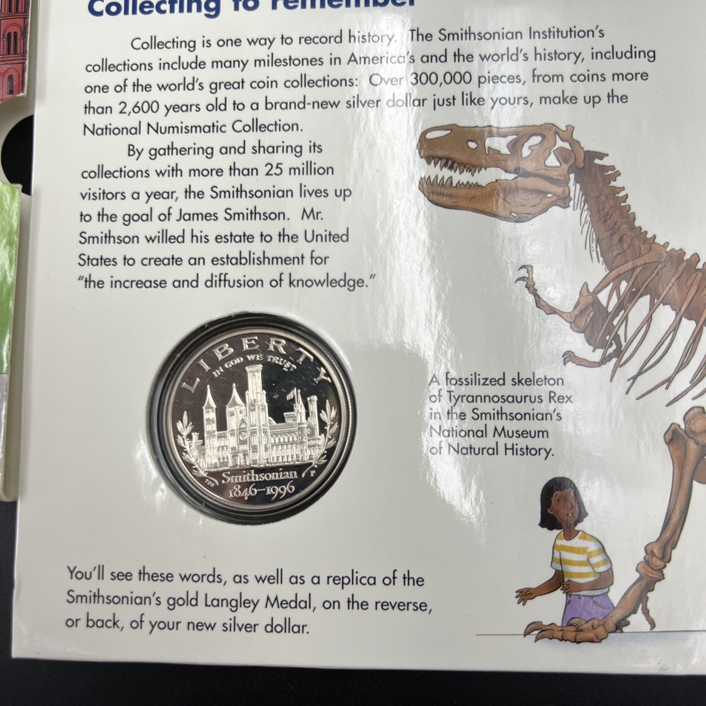 1996 Smithsonian Proof Silver Dollar Coin Young Collector's Pack OGP