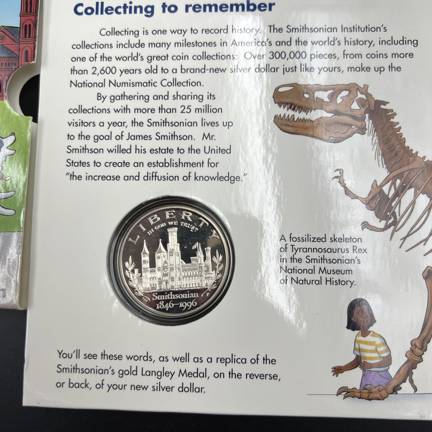 1996 Smithsonian Proof Silver Dollar Coin Young Collector's Pack OGP