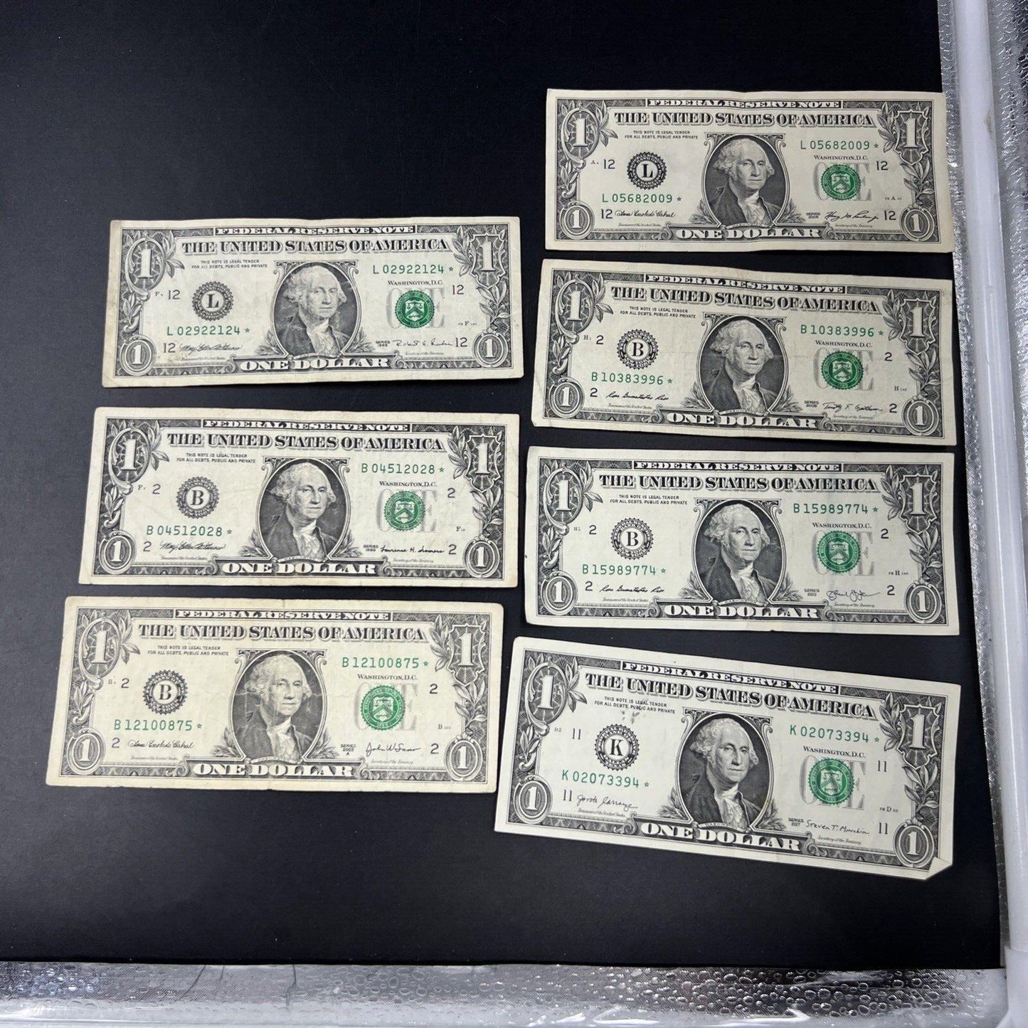 Lot of 7 Different * Star FRN Notes 1995 - 2017 years Circulated US Currency