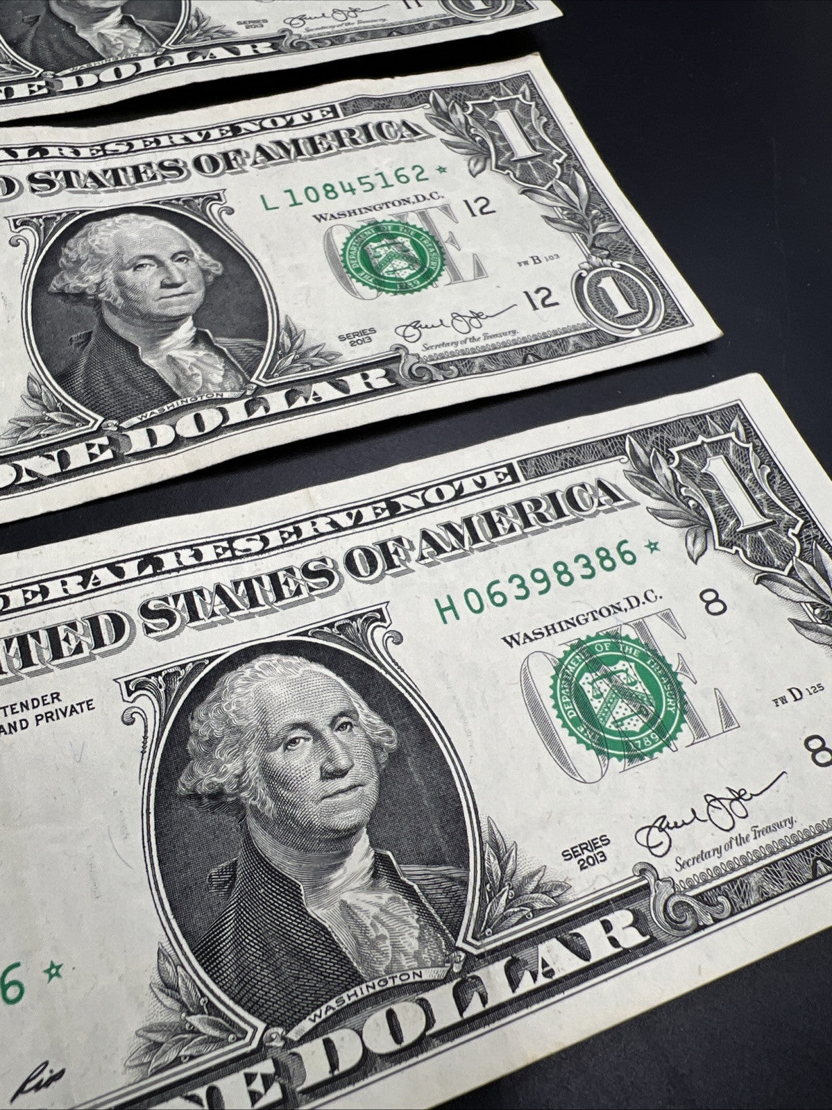 Lot of 5 2013 * $1 FRN Federal Reserve Note Star Notes H K L Districts Circ #86