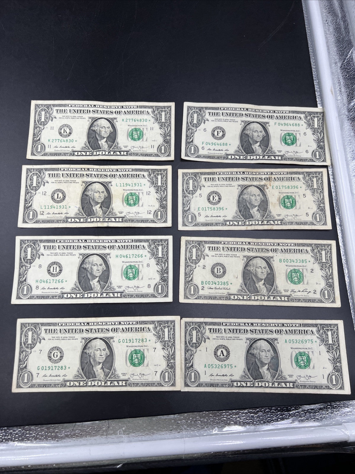 Lot of 8 Bills 2013 * & 2006 Star $1 FRN Federal Reserve Notes Circ #975