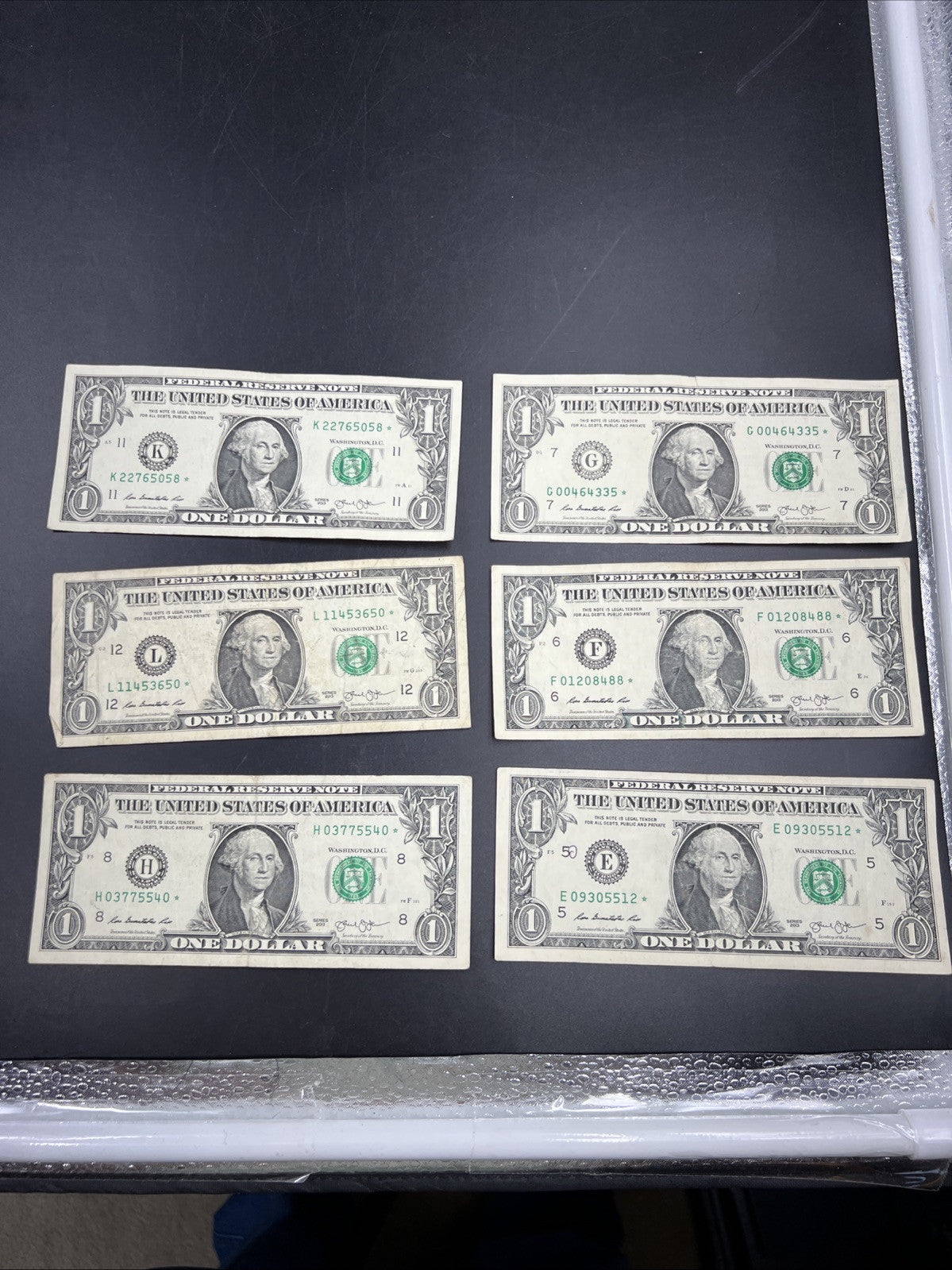 Lot of 6 2013 * Star $1 FRN Federal Reserve Notes Circ #512
