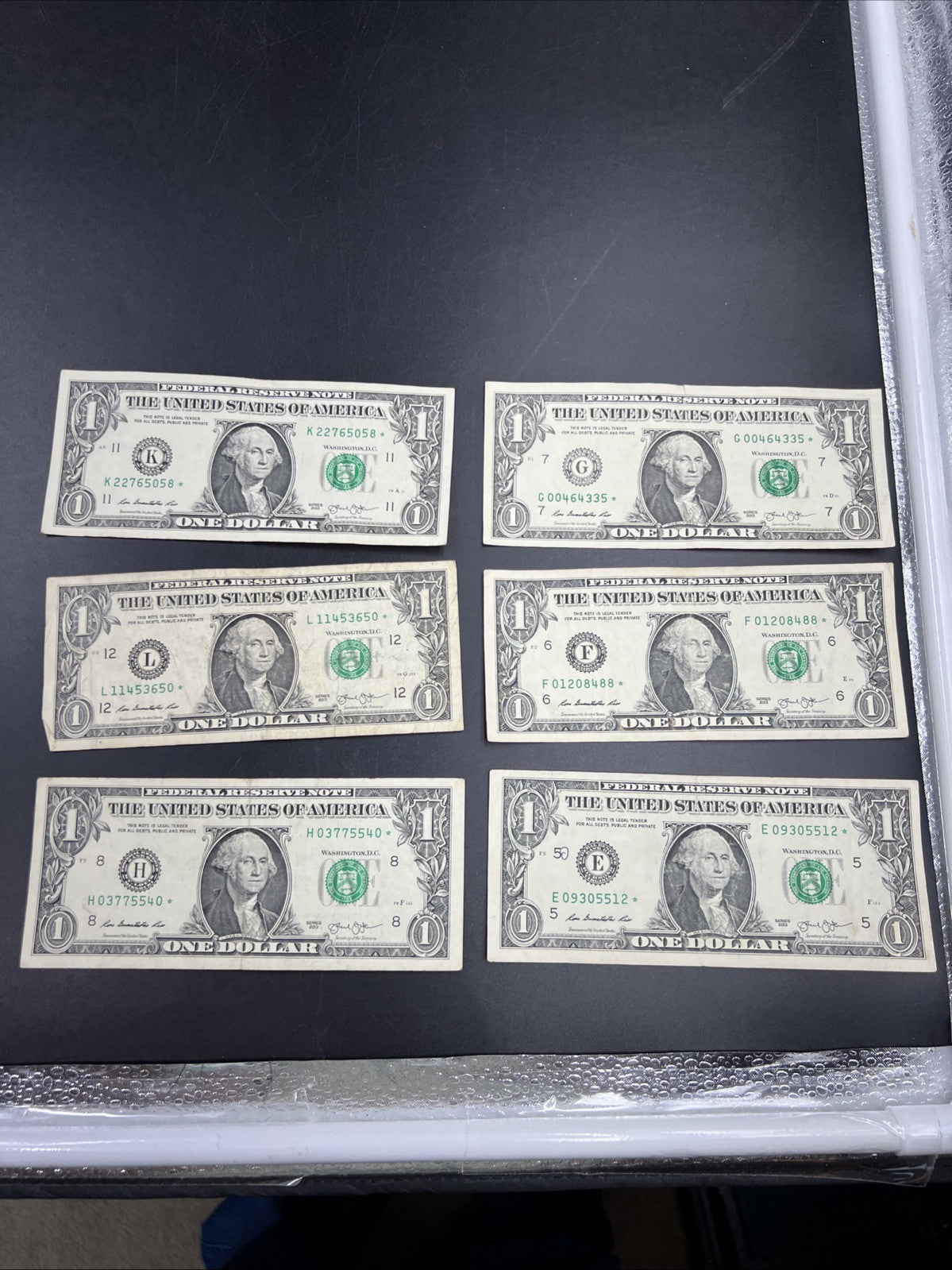 Lot of 6 2013 * Star $1 FRN Federal Reserve Notes Circ #512