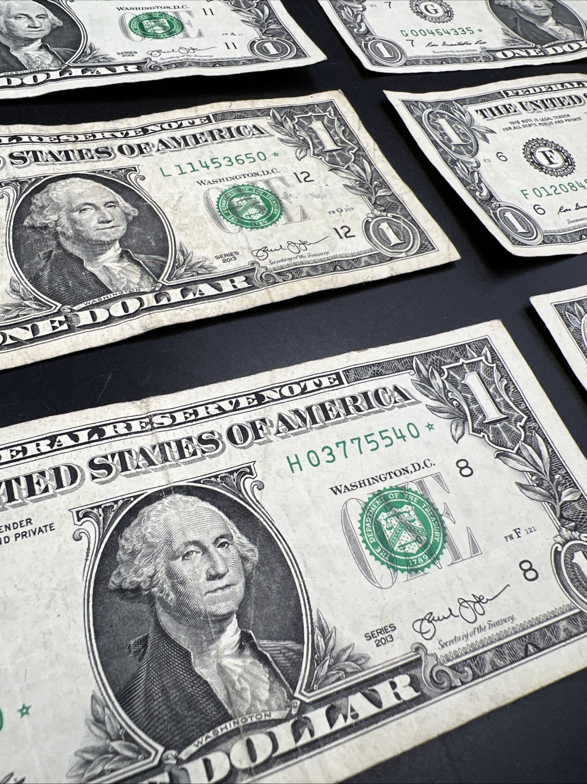 Lot of 6 2013 * Star $1 FRN Federal Reserve Notes Circ #512
