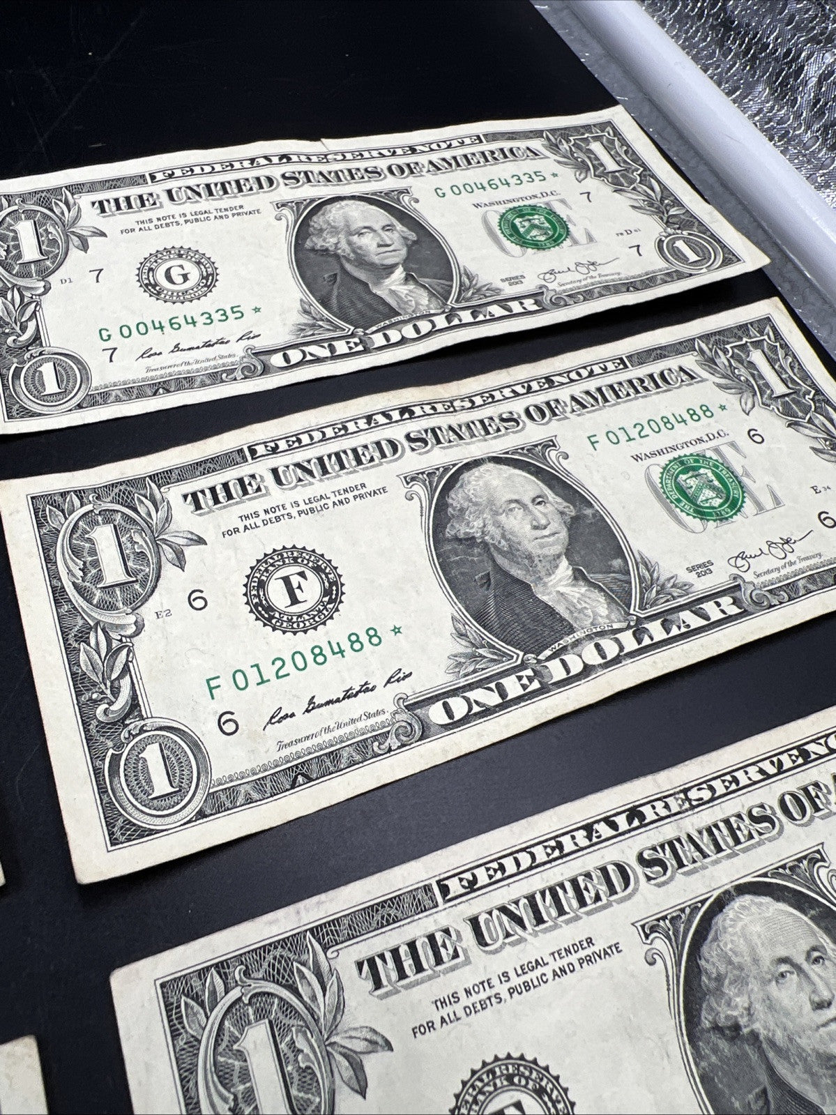Lot of 6 2013 * Star $1 FRN Federal Reserve Notes Circ #512