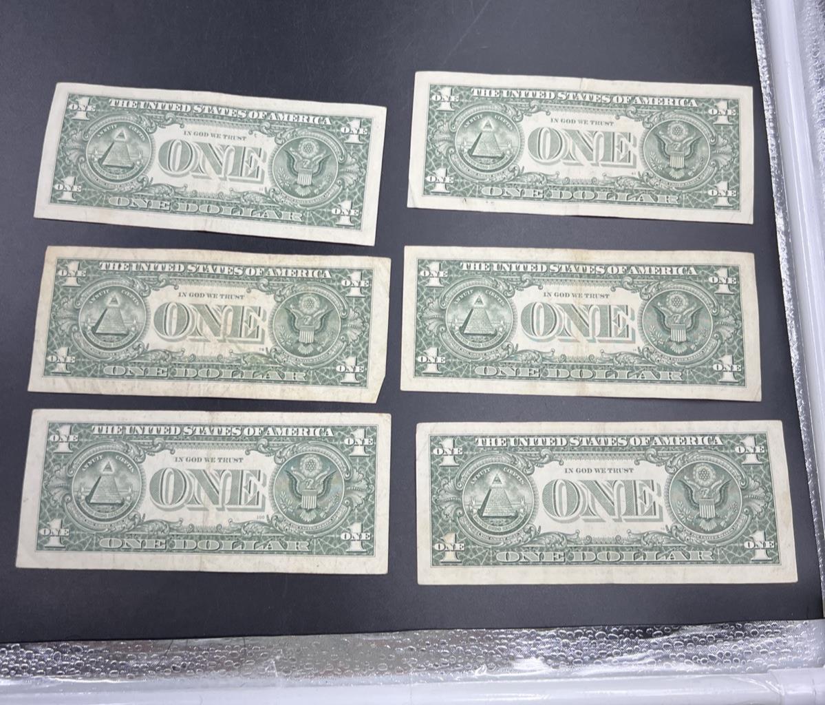 Lot of 6 2013 * Star $1 FRN Federal Reserve Notes Circ #512