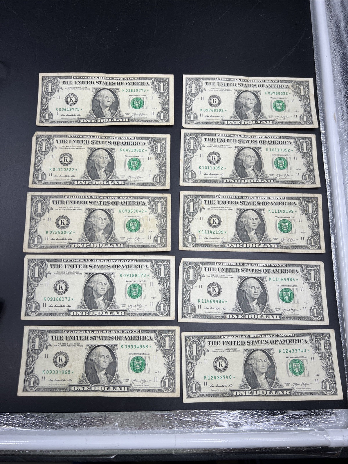 Lot of 10 2013 * $1 FRN Federal Reserve Note Star Notes K Dallas District Circ