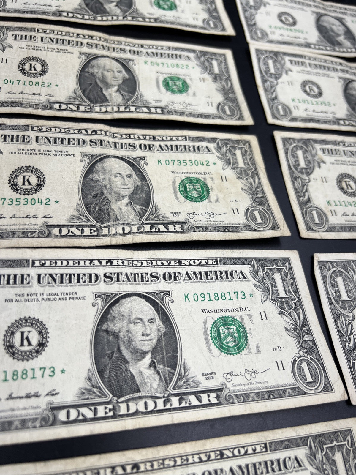 Lot of 10 2013 * $1 FRN Federal Reserve Note Star Notes K Dallas District Circ