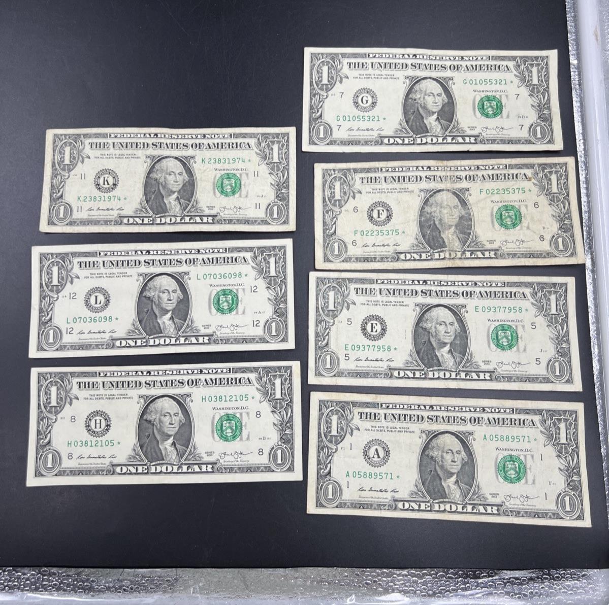 Lot of 7 Different * Star FRN Notes 1995 - 2017 years Circulated US Currency #71