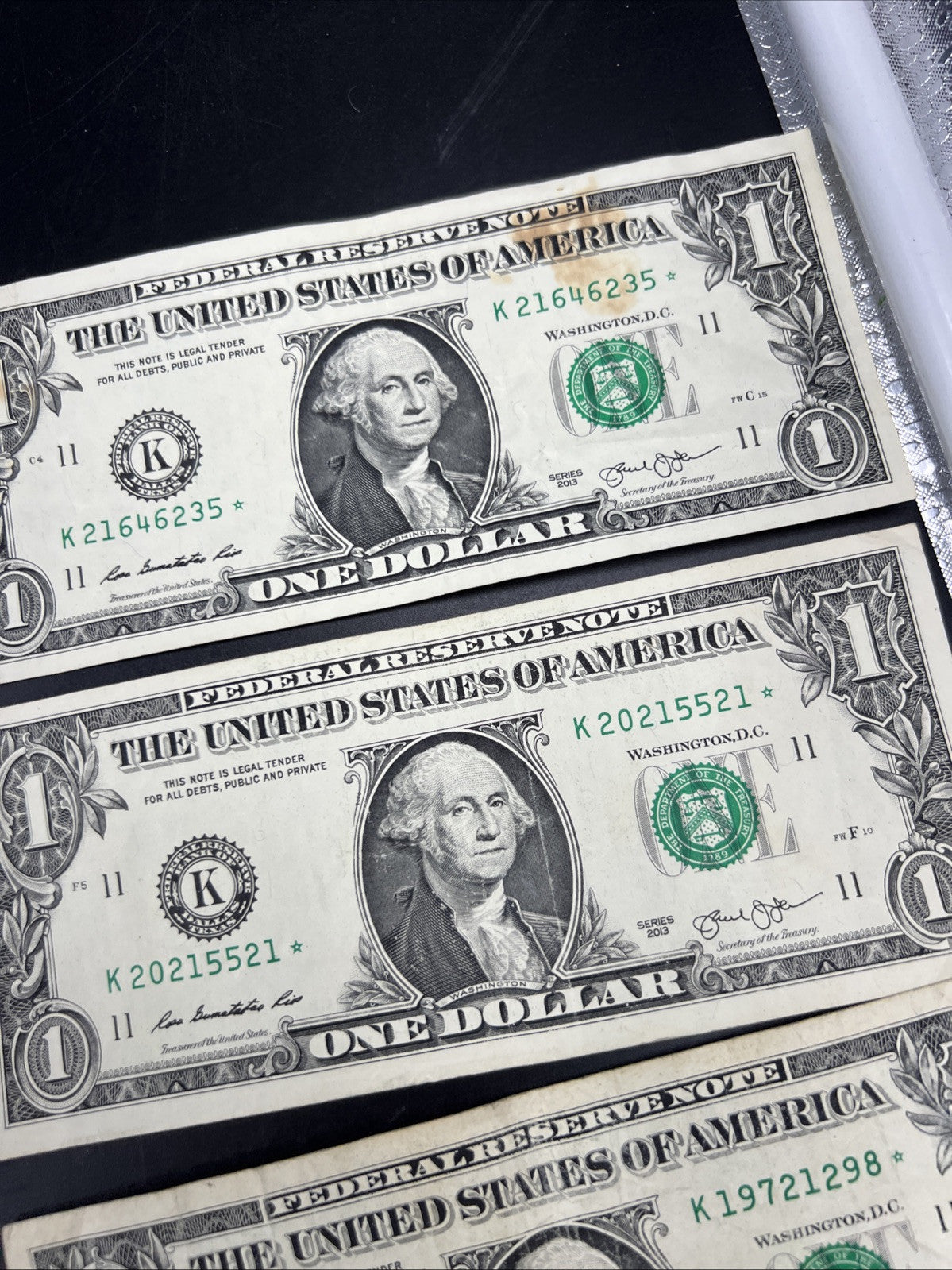 Lot of 10 2013 * $1 FRN Federal Reserve Note Star Notes K District Circ #92