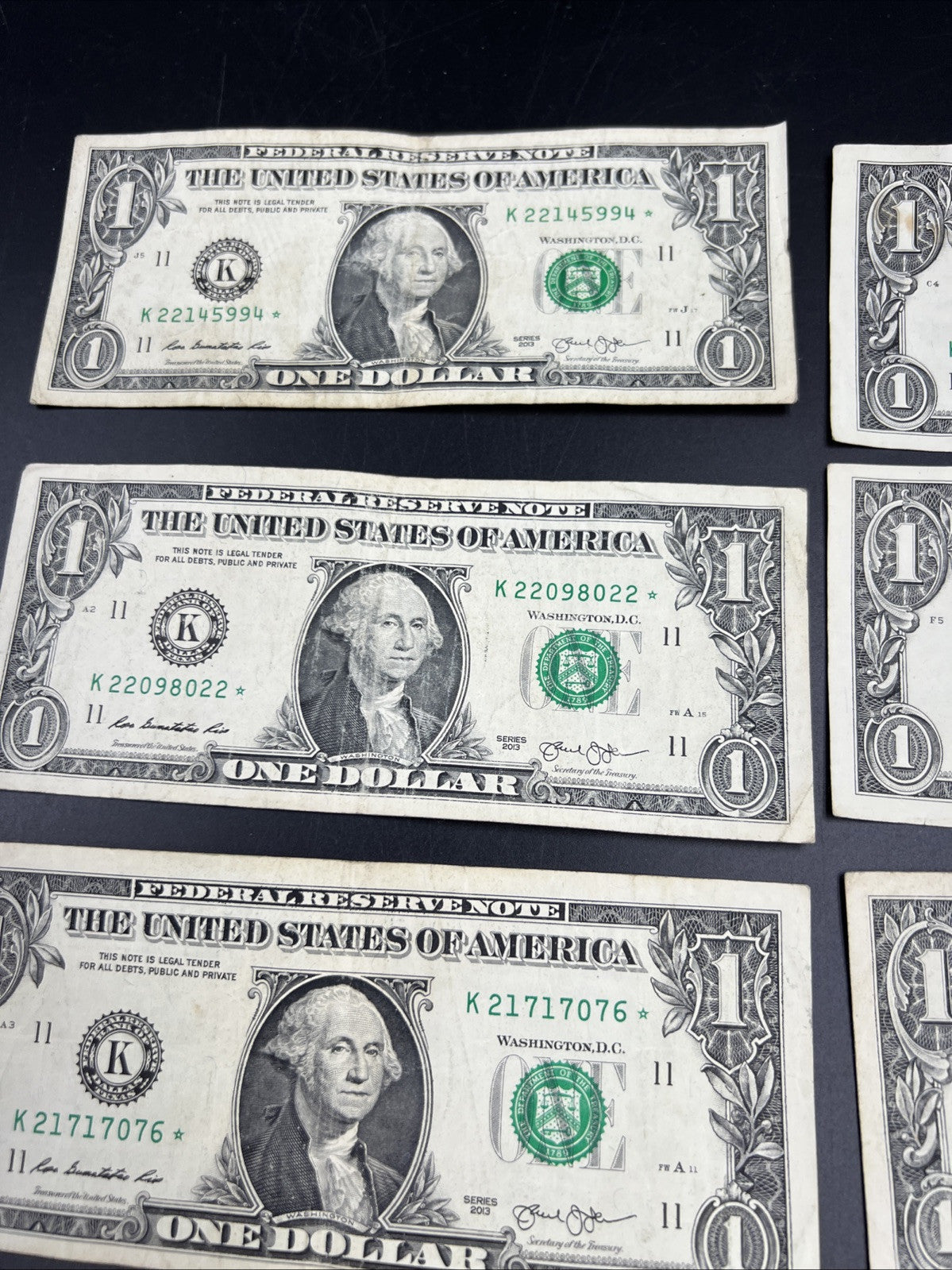 Lot of 10 2013 * $1 FRN Federal Reserve Note Star Notes K District Circ #92