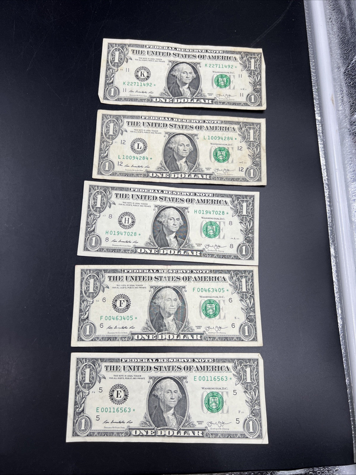 Lot of 5 2013 * Star $1 FRN Federal Reserve Notes Circ #563