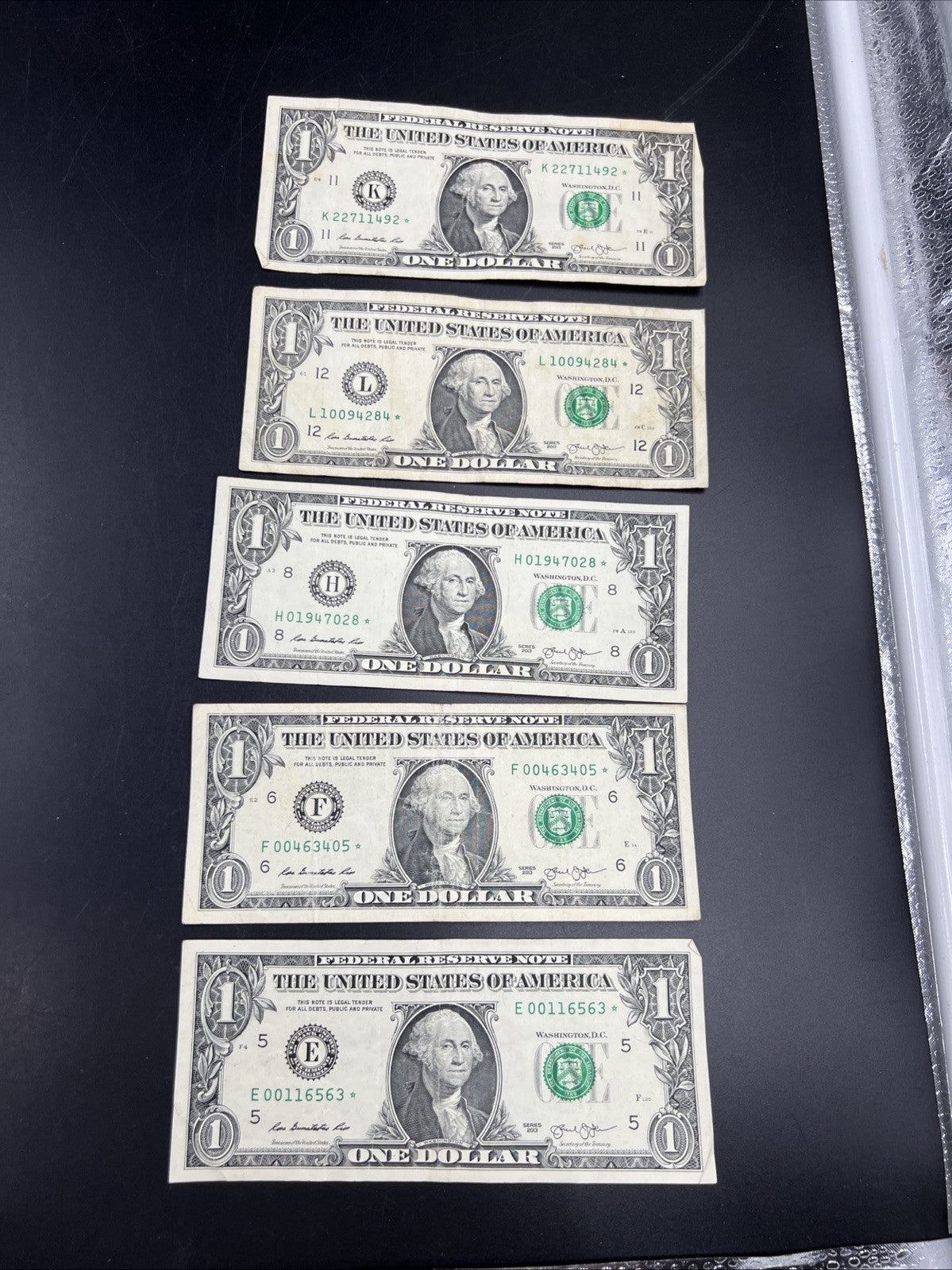 Lot of 5 2013 * Star $1 FRN Federal Reserve Notes Circ #563