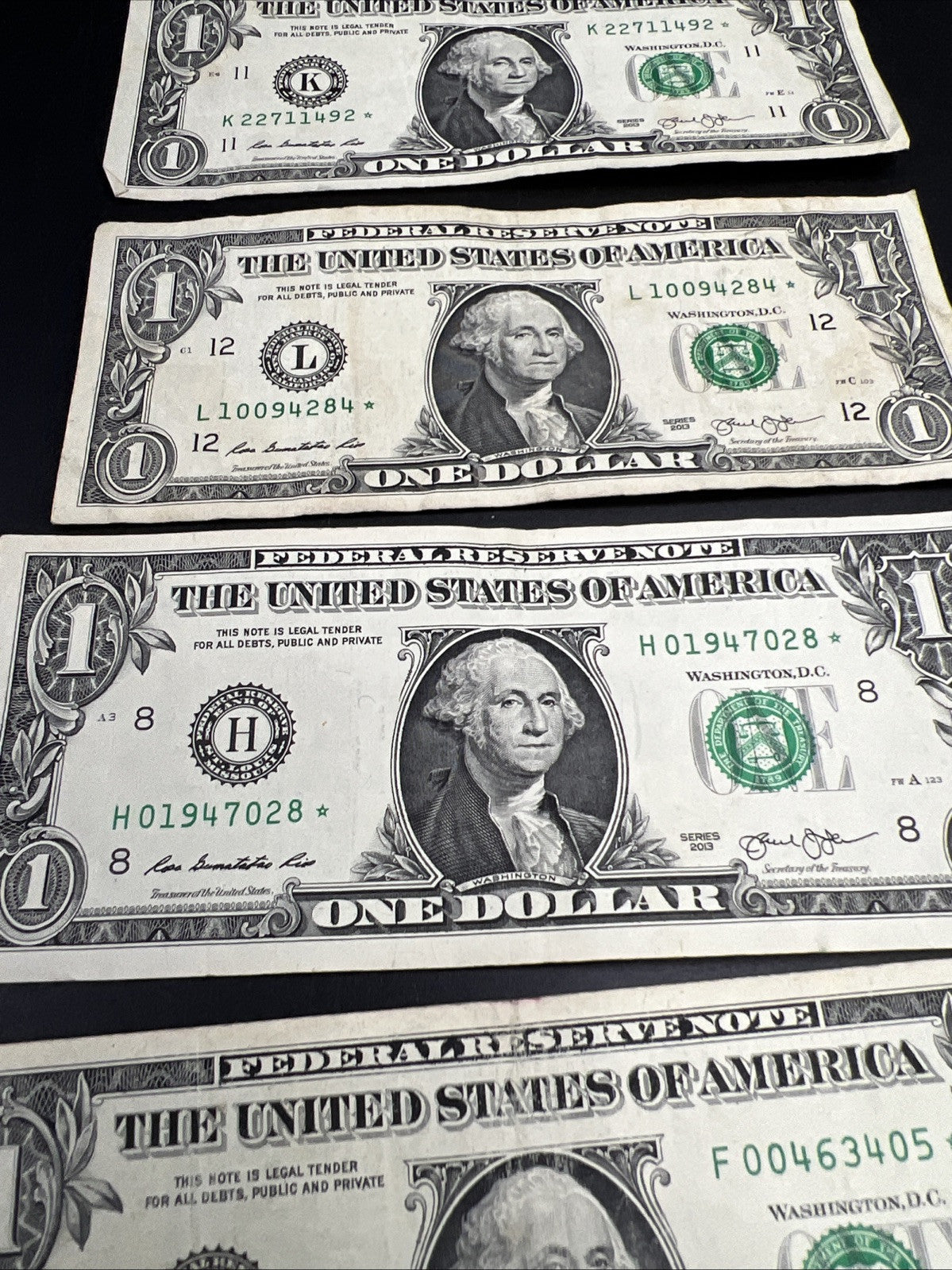 Lot of 5 2013 * Star $1 FRN Federal Reserve Notes Circ #563