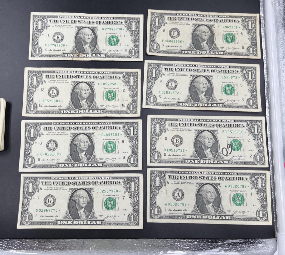 Lot of 8 Different * Star FRN Notes 1995 - 2017 years Circulated US Currency #89