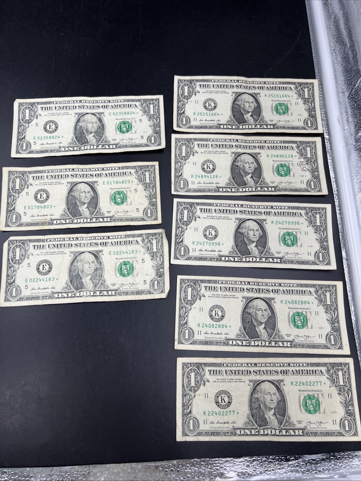 Lot of 7 Different * Star FRN Notes 1995 - 2017 years Circulated US Currency #D