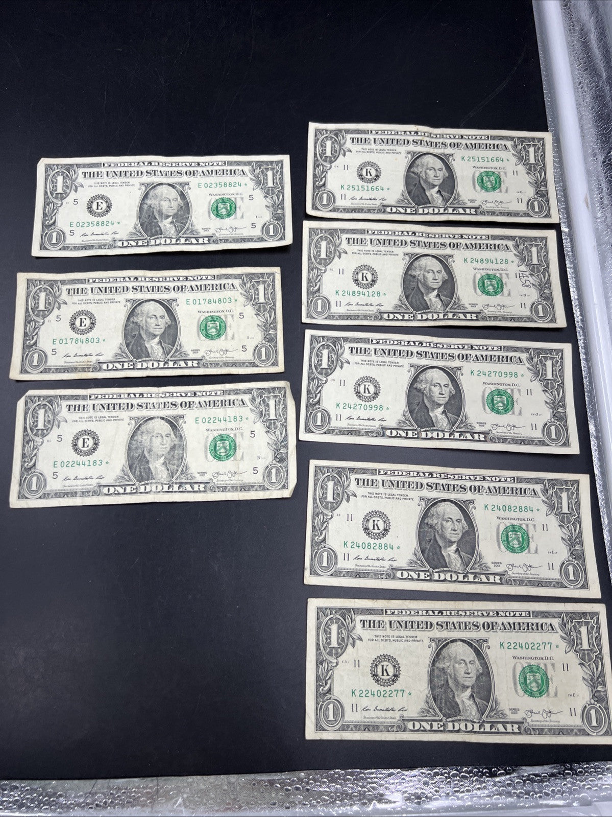 Lot of 7 Different * Star FRN Notes 1995 - 2017 years Circulated US Currency #D