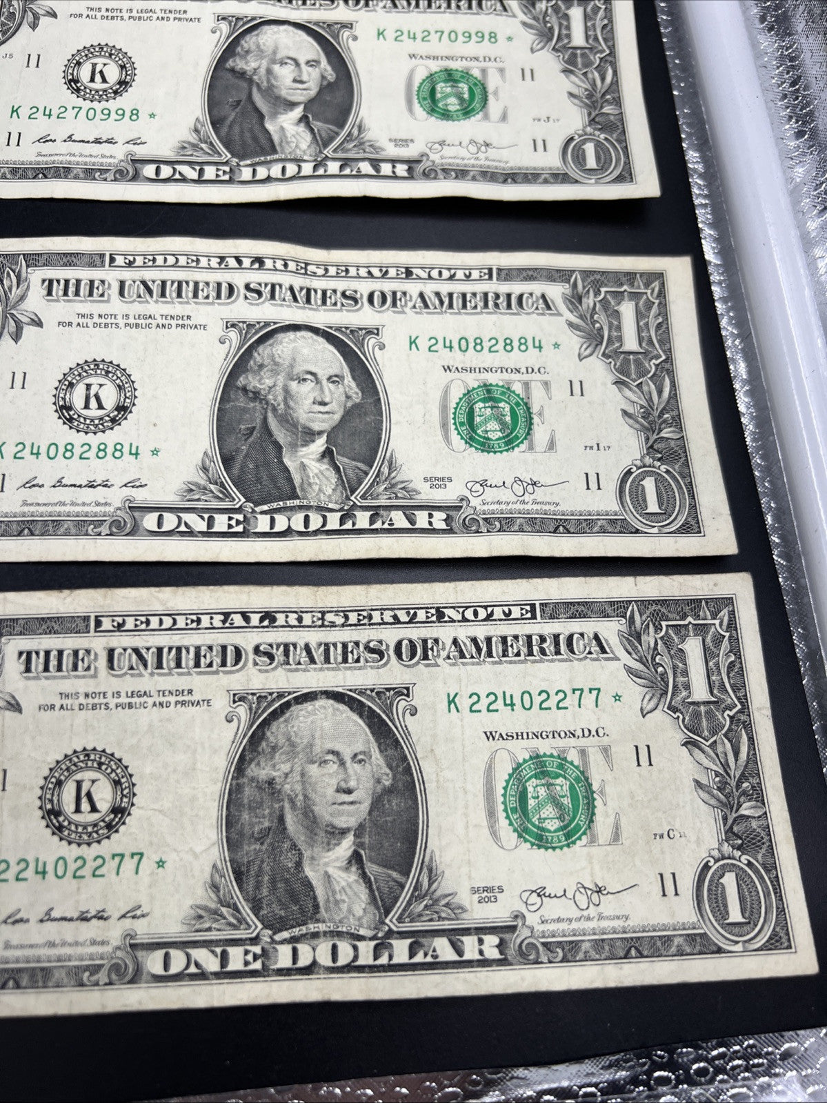 Lot of 7 Different * Star FRN Notes 1995 - 2017 years Circulated US Currency #D