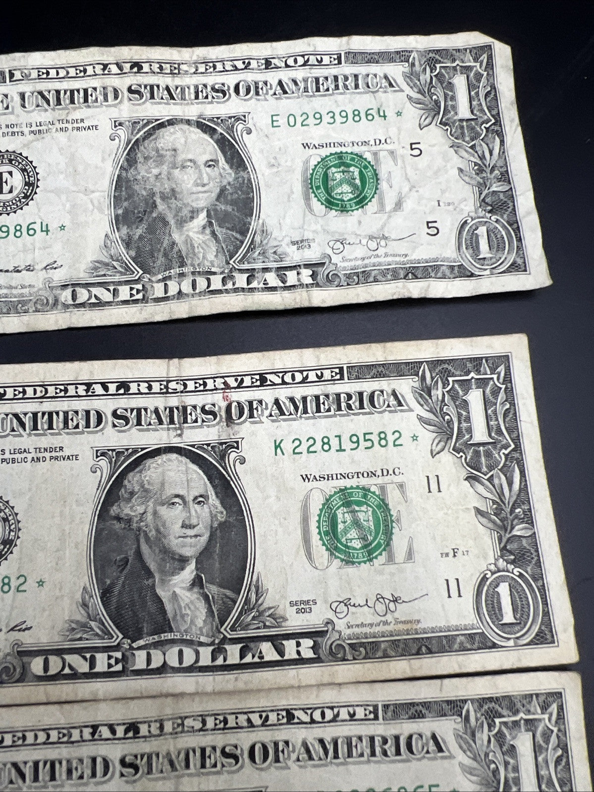 Lot of 5 2009 2013 * $1 FRN Federal Reserve Notes Star Notes Very Circulated