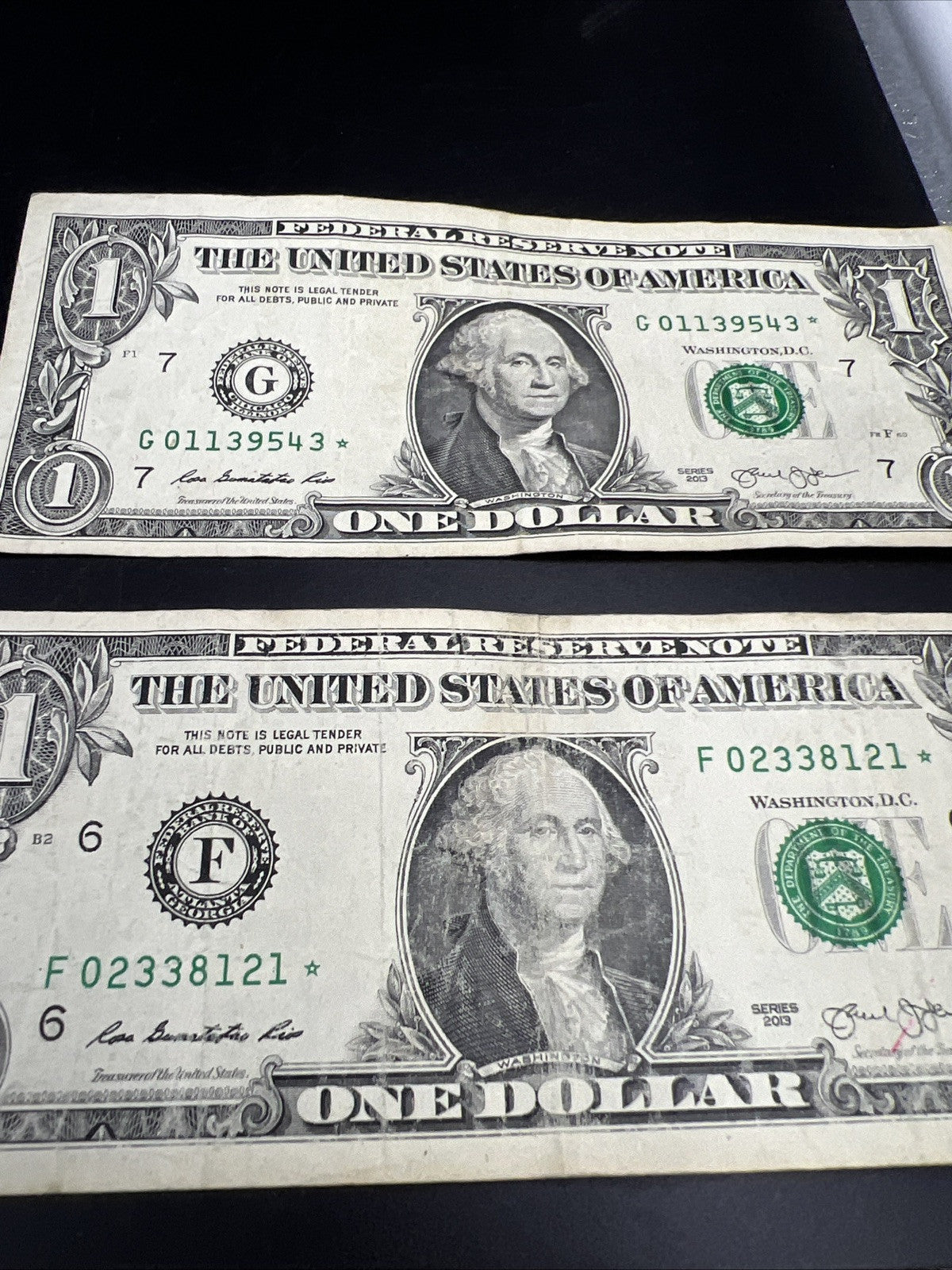 Lot of 7 Different * Star FRN Notes 1995 - 2017 years Circulated US Currency #30