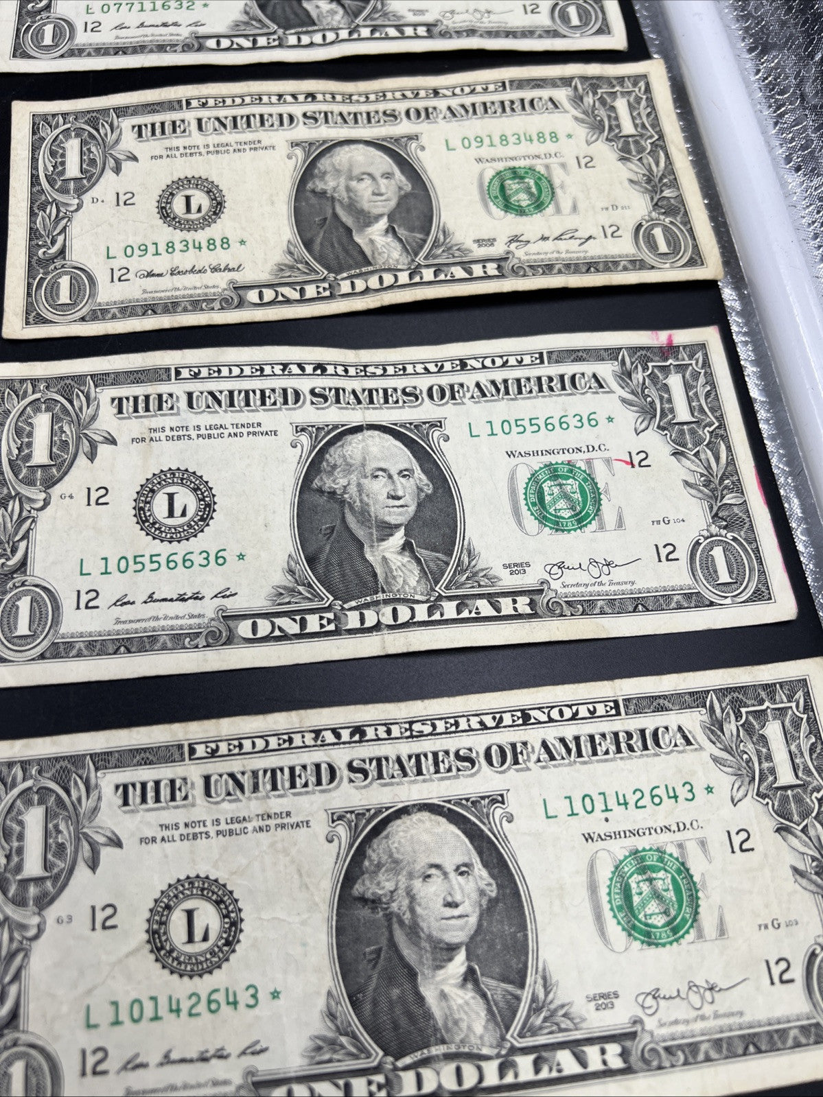 Lot of 10 2013 * $1 FRN Federal Reserve Note Star Notes L District Circ #43