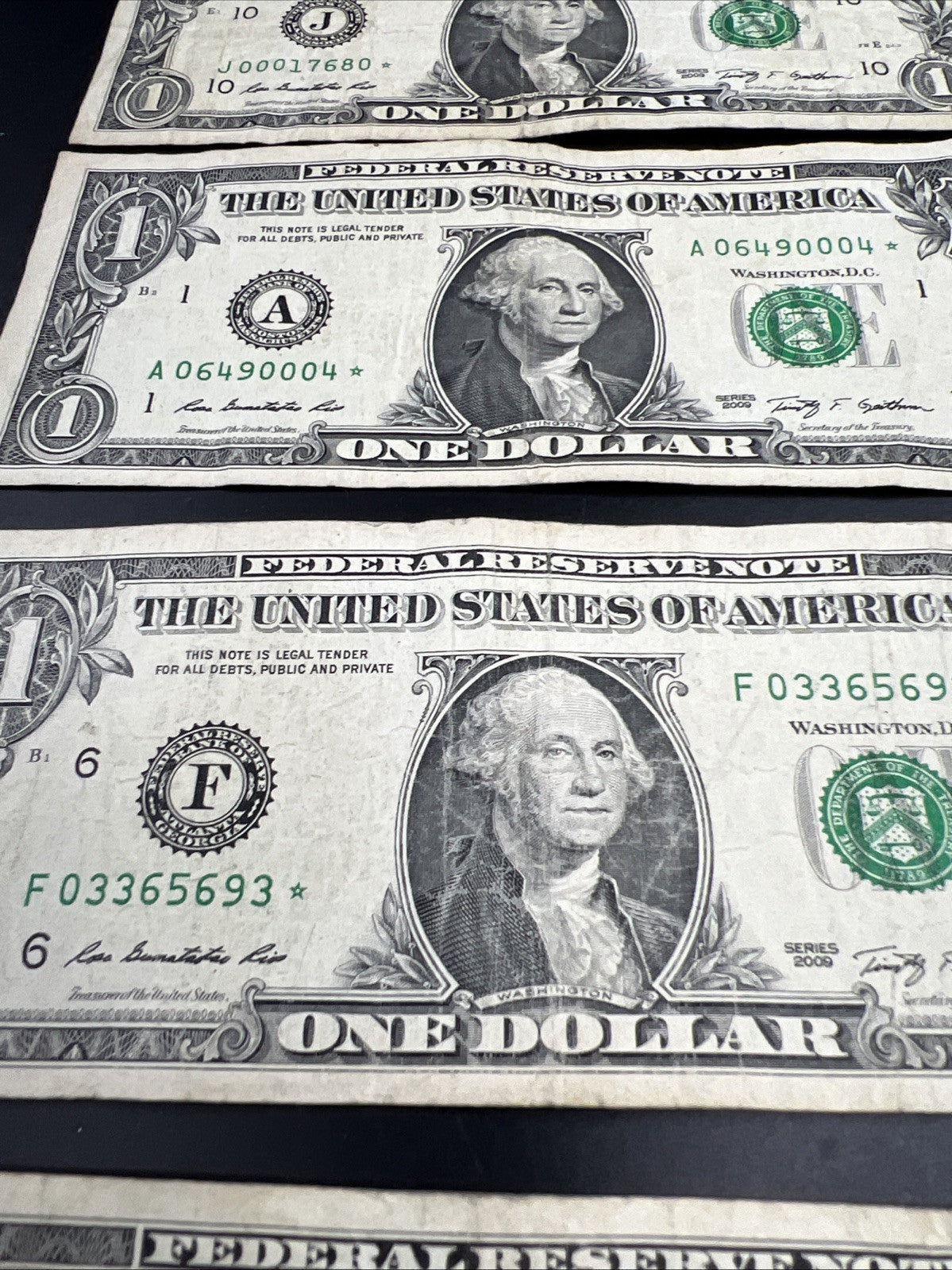 Lot of 9 2009 * $1 FRN Federal Reserve Note Star Notes Circ #79