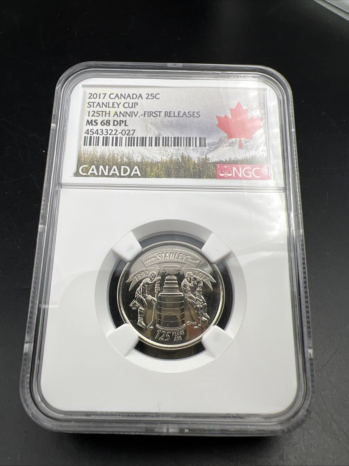 2017 Canada 25c Twenty Five Cent NHL Hockey Stanley Cup Quarter NGC MS68 DPL #27
