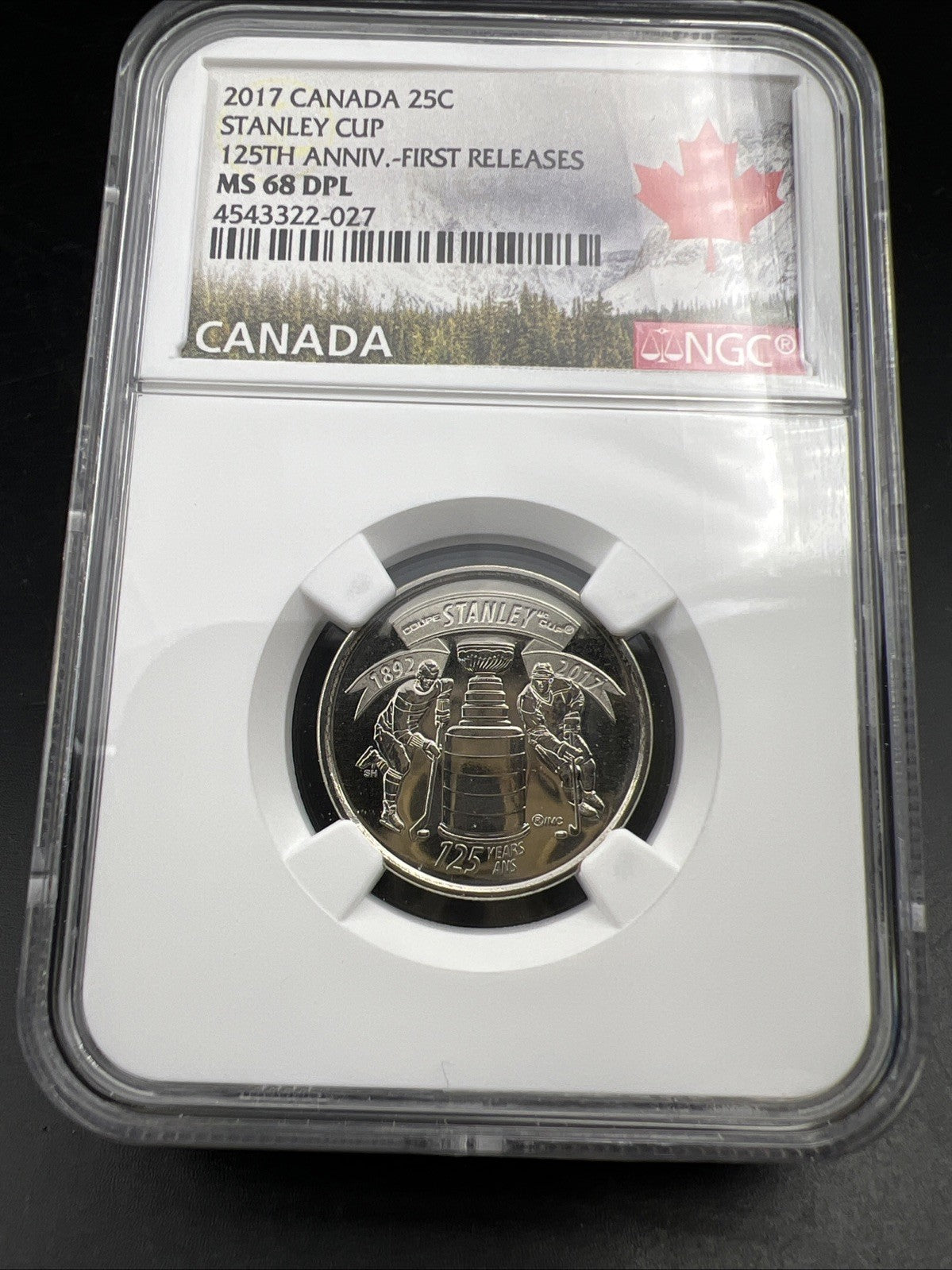 2017 Canada 25c Twenty Five Cent NHL Hockey Stanley Cup Quarter NGC MS68 DPL #27