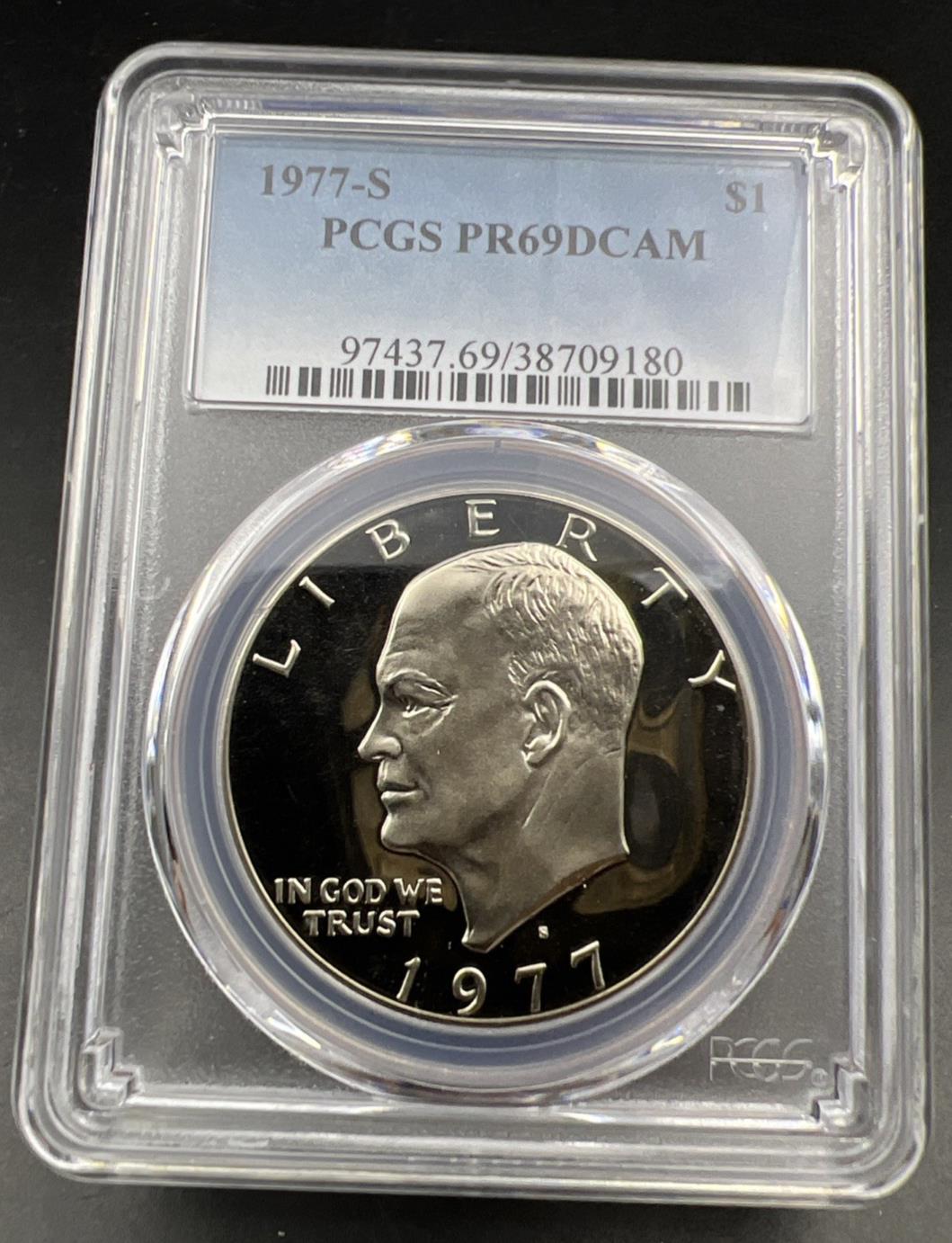 1977 S $1 Ike Eisenhower Copper Nickel Dollar Coin PCGS PR69 DCAM #180