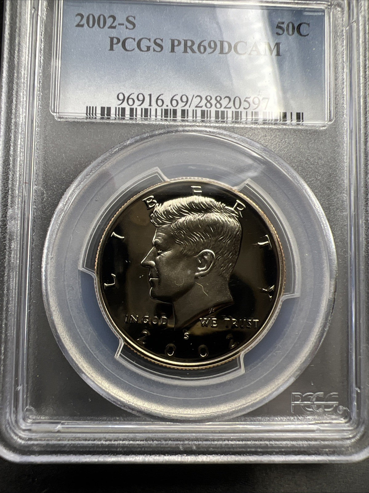 2002 S 50c Kennedy Copper Nickel Half Dollar Coin PCGS PR69 DCAM #597