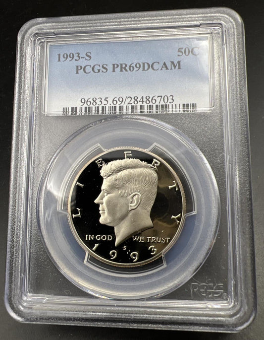 1993 S 50c Kennedy Copper Nickel Half Dollar Coin PCGS PR69 DCAM #703