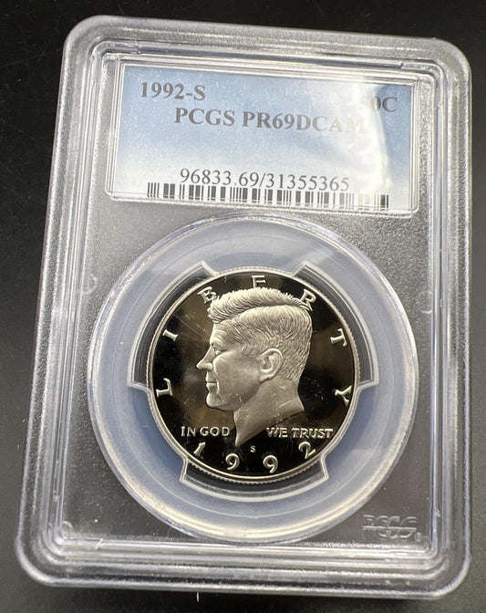 1992 S 50c Kennedy Copper Nickel Half Dollar Coin PCGS PR69 DCAM #365