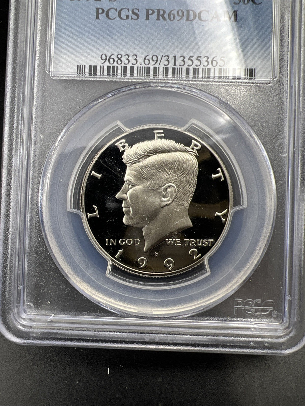1992 S 50c Kennedy Copper Nickel Half Dollar Coin PCGS PR69 DCAM #365