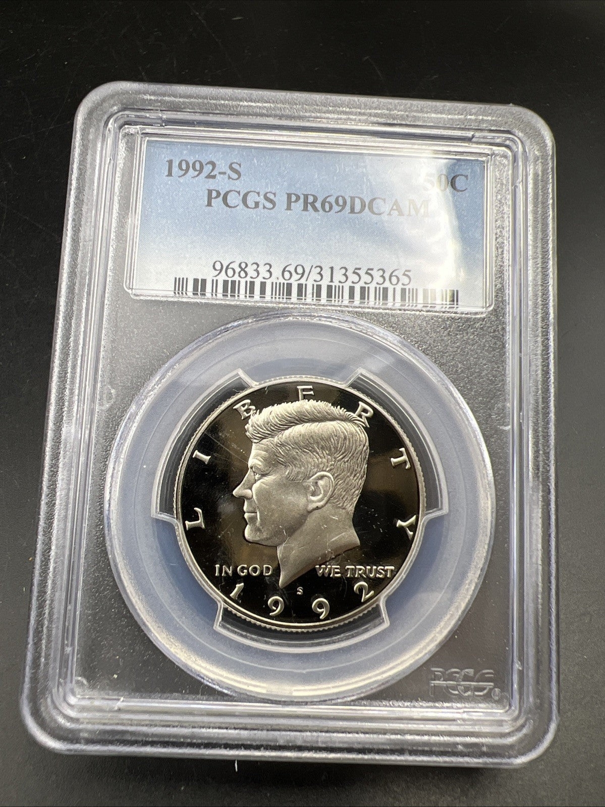 1992 S 50c Kennedy Copper Nickel Half Dollar Coin PCGS PR69 DCAM #365