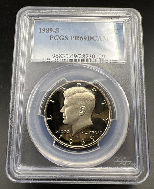 1989 S 50c Kennedy Copper Nickel Half Dollar Coin PCGS PR69 DCAM #129