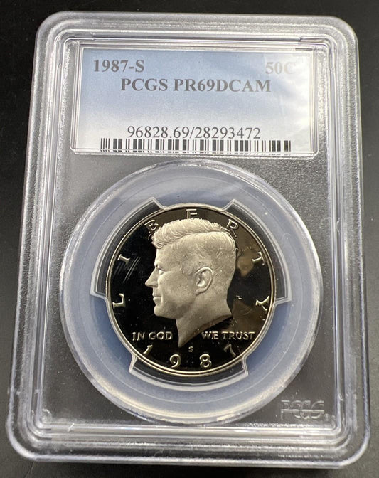 1987 S 50c Kennedy Copper Nickel Half Dollar Coin PCGS PR69 DCAM #472