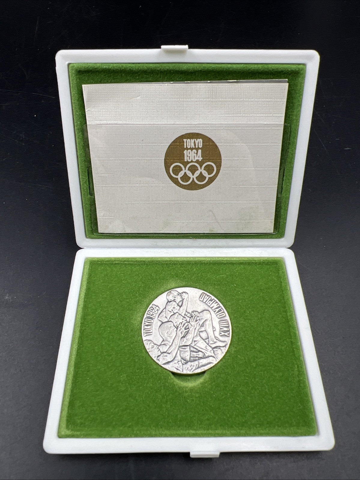 1964 Tokoyo Japan Olympics Silver Medal Coin in Box w/ COA Uncirculated