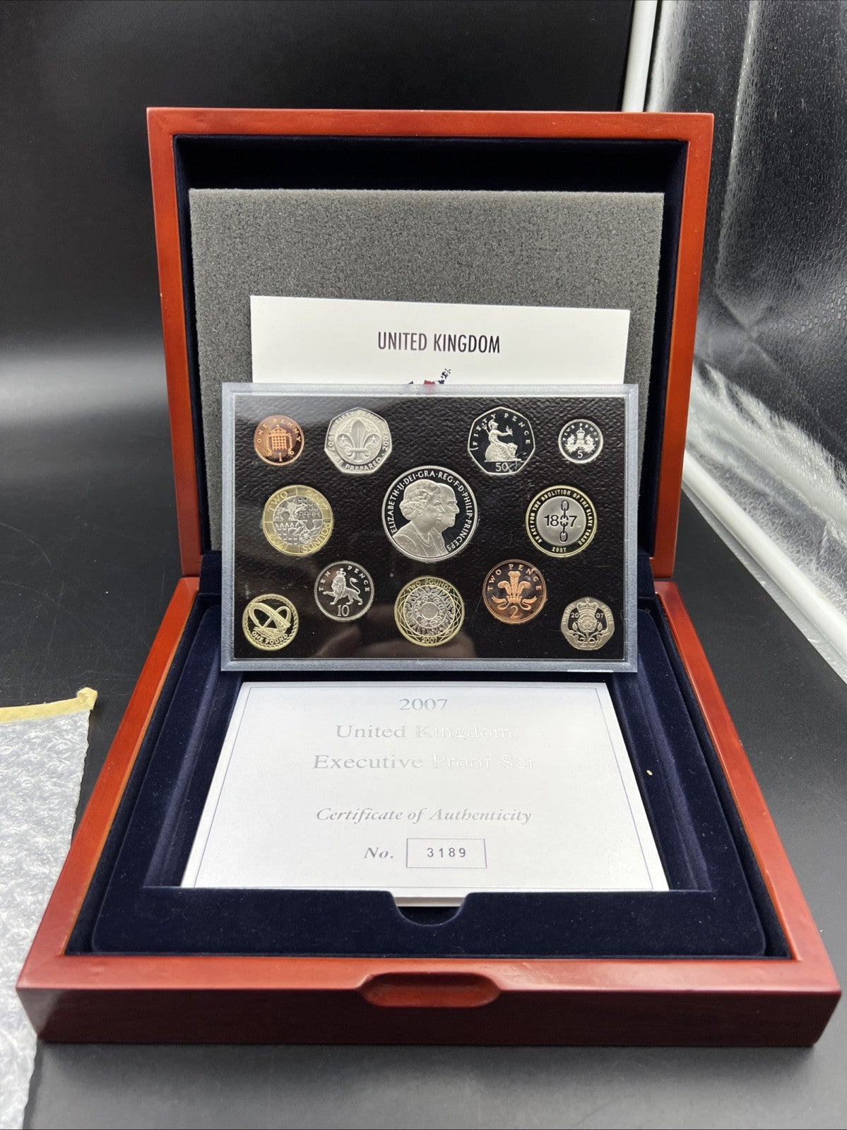 2007 British Royal Mint Executive Proof Set United Kingdom - Used Box & COA