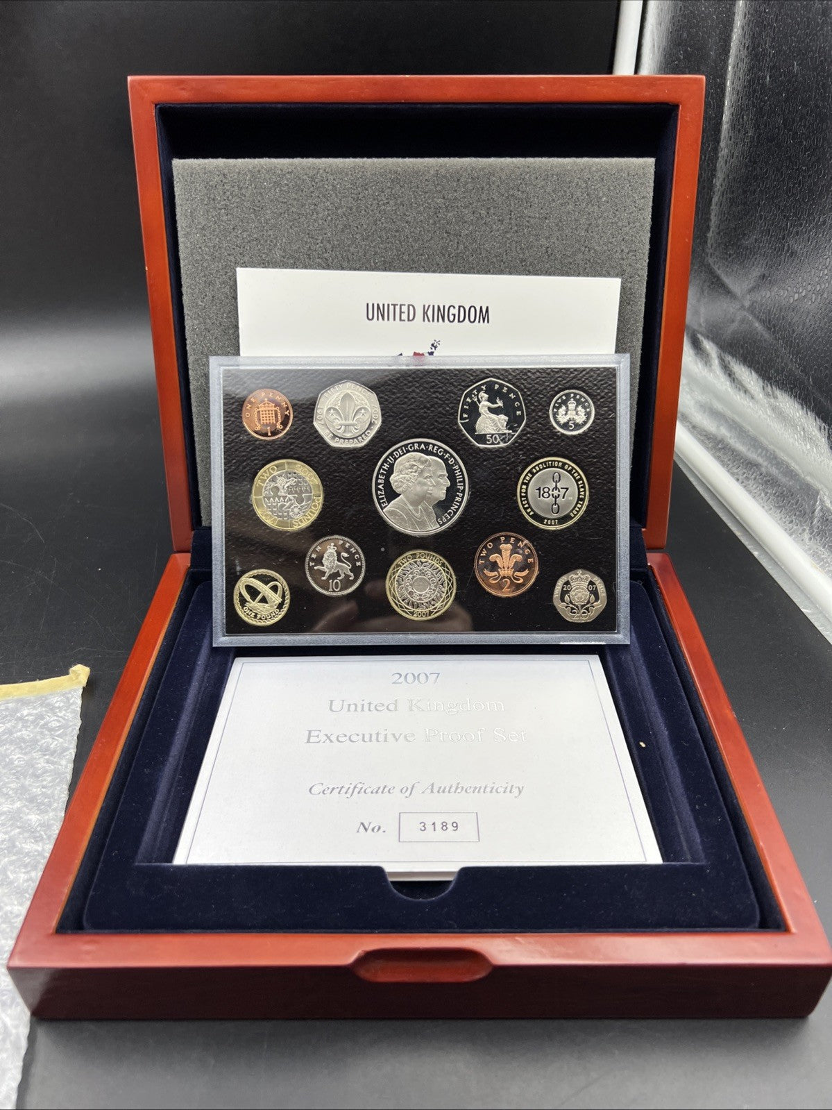 2007 British Royal Mint Executive Proof Set United Kingdom - Used Box & COA