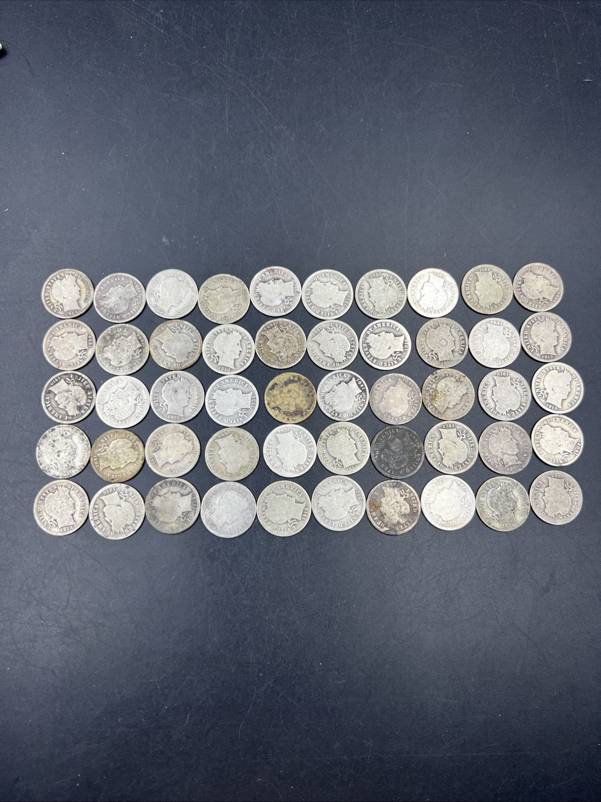 Barber 90% Silver Dimes 50 Coin Cull / AG / G - Very Circ 50 coin Roll SKU#5.29A