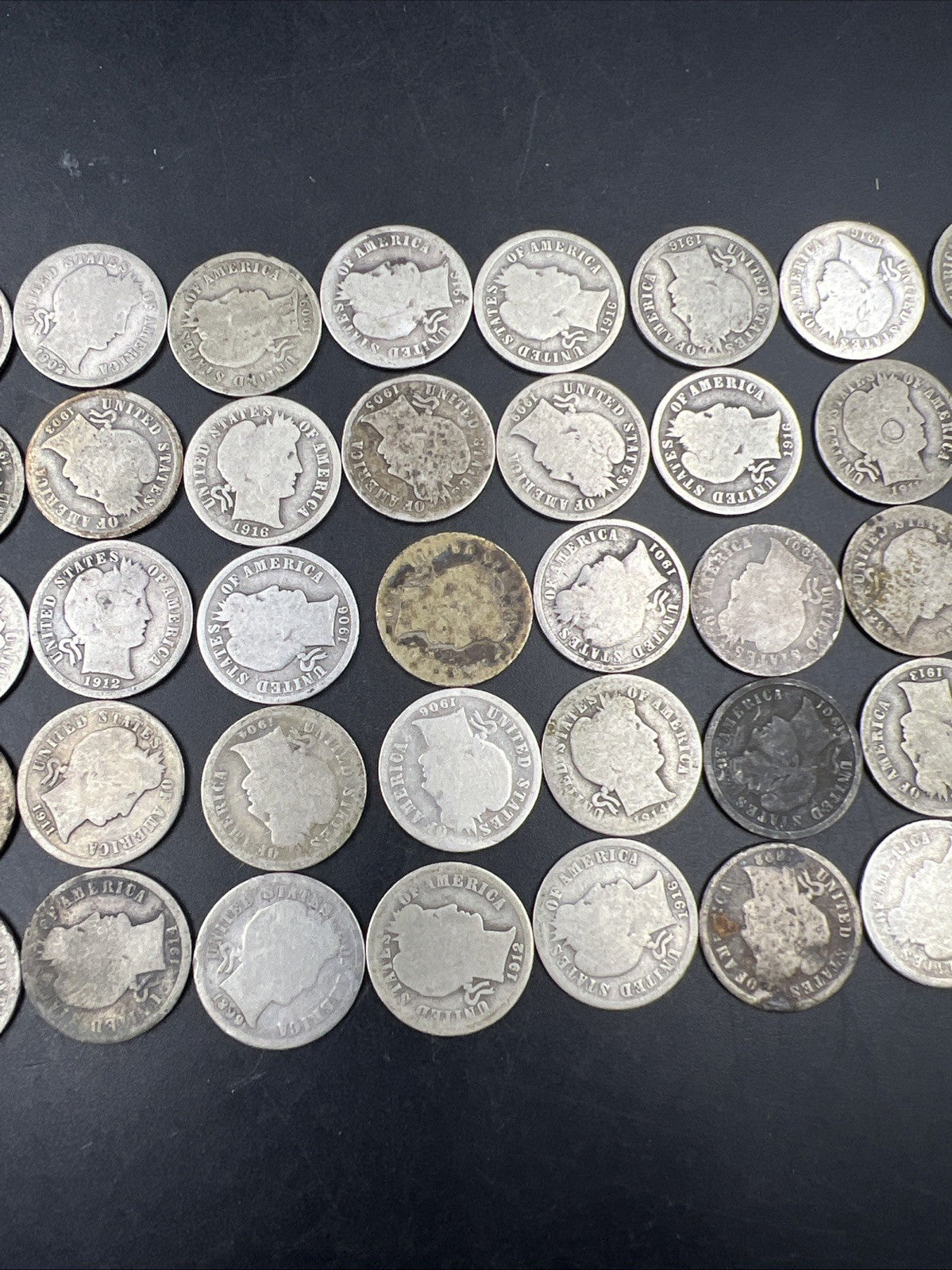 Barber 90% Silver Dimes 50 Coin Cull / AG / G - Very Circ 50 coin Roll SKU#5.29A
