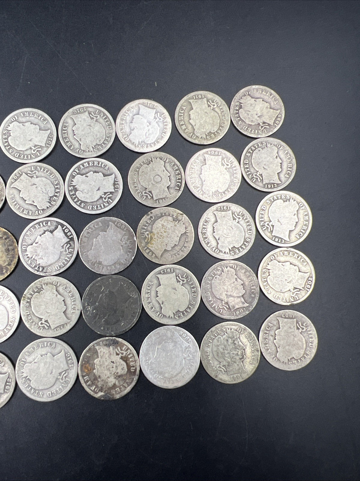 Barber 90% Silver Dimes 50 Coin Cull / AG / G - Very Circ 50 coin Roll SKU#5.29A