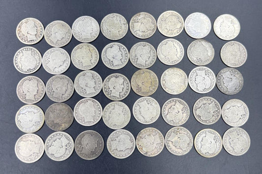 40 Coin AG / G Barber 90% Silver Quarter Quarters Roll Full Dates SKU#5.29G