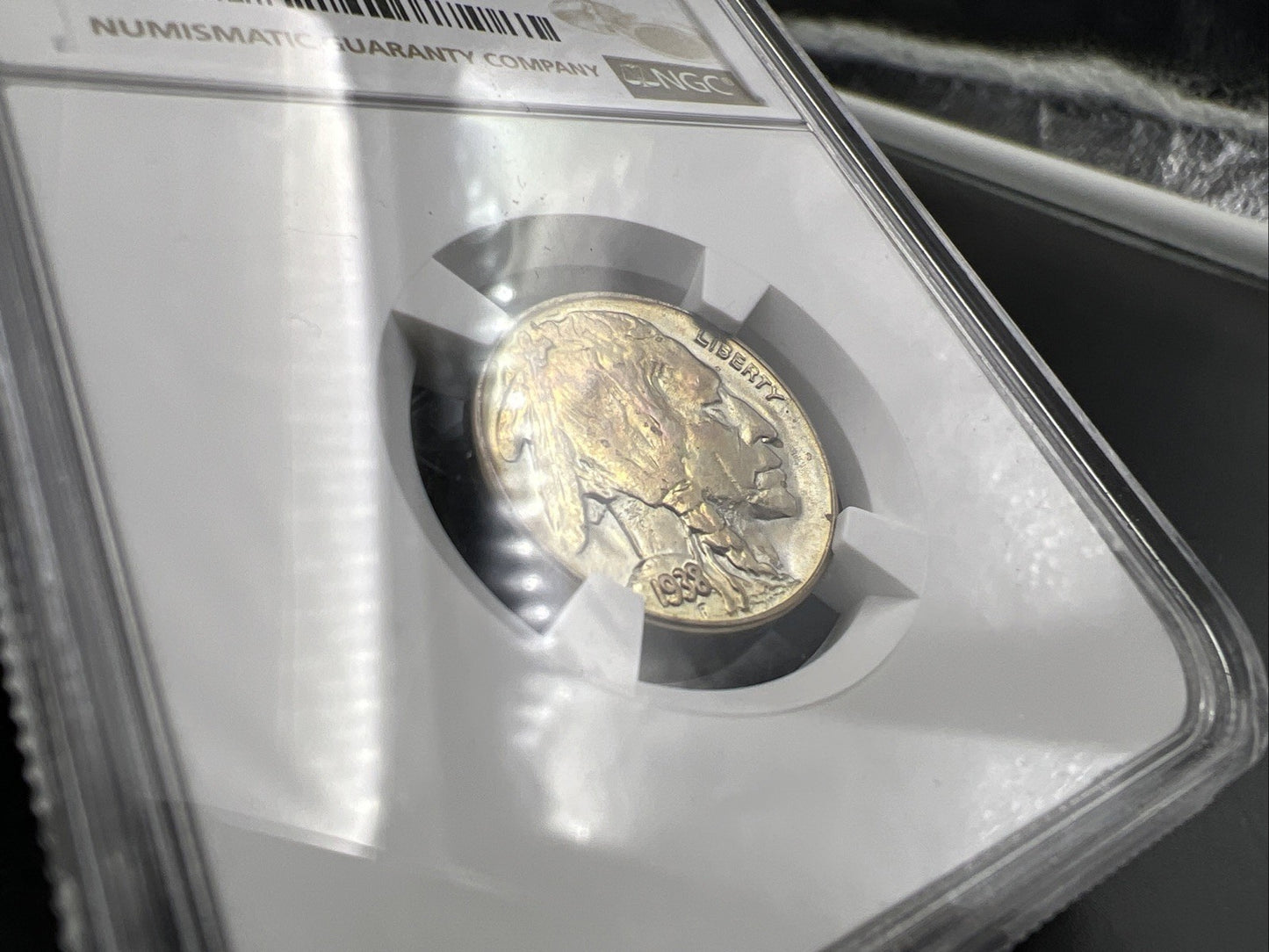 1938 D 5c Buffalo Nickel Coin GEM BU MS66 NGC PQ Toning Toner