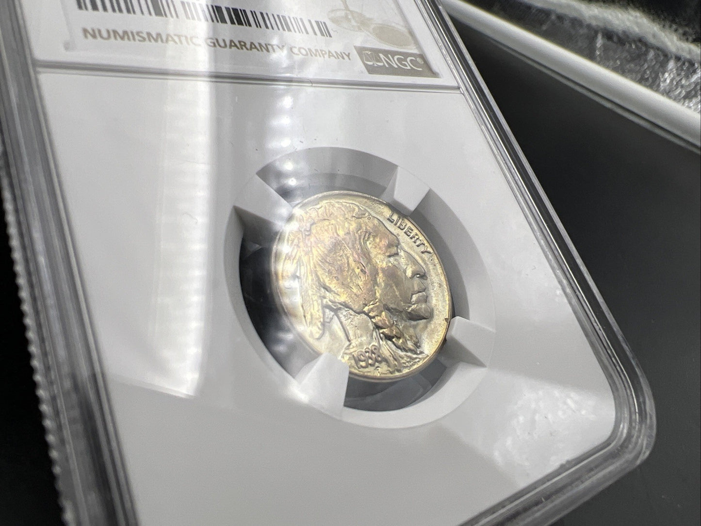 1938 D 5c Buffalo Nickel Coin GEM BU MS66 NGC PQ Toning Toner