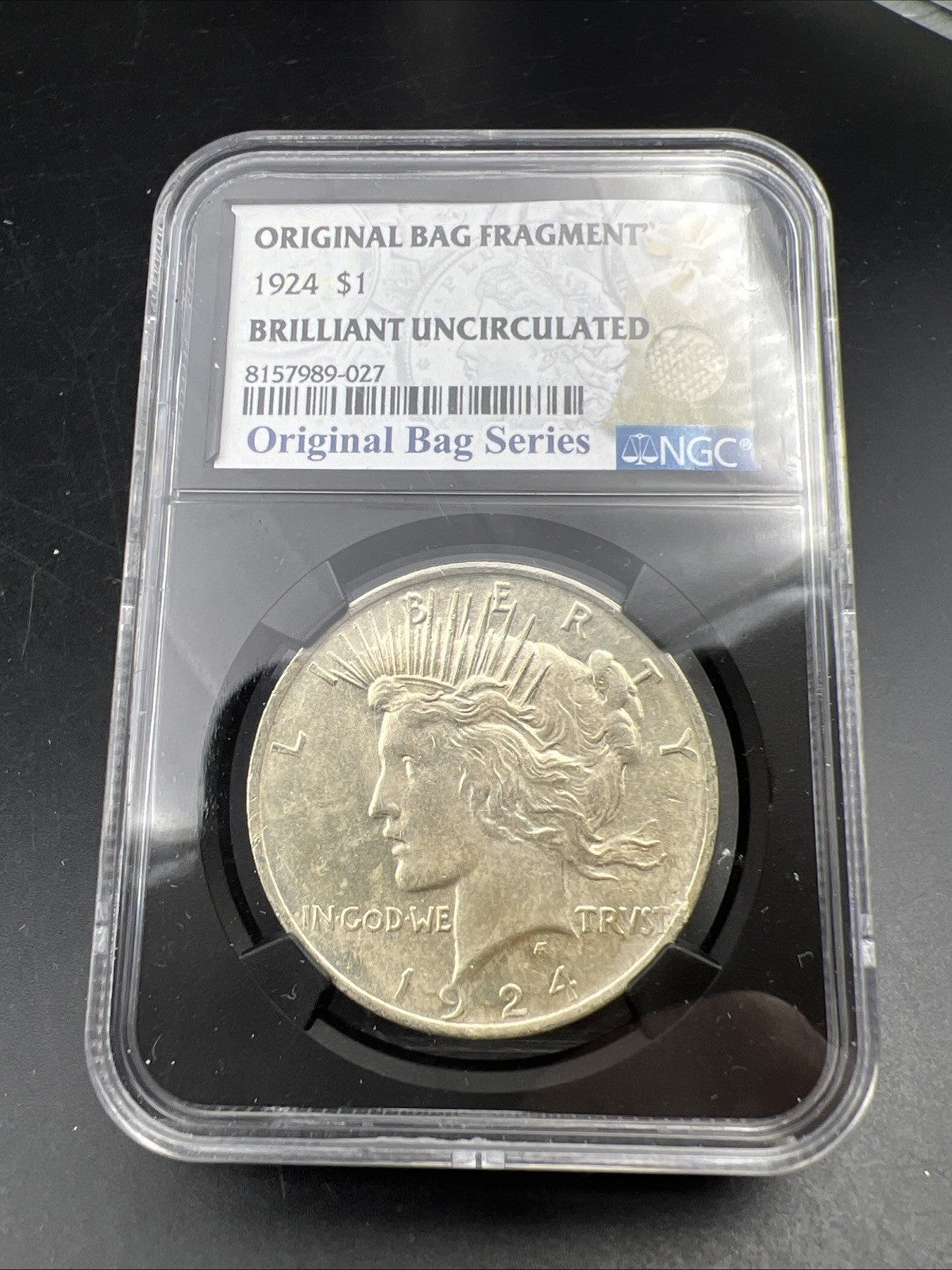 1924 Peace Silver Dollar Coin NGC BU Original Bag Fragment Series